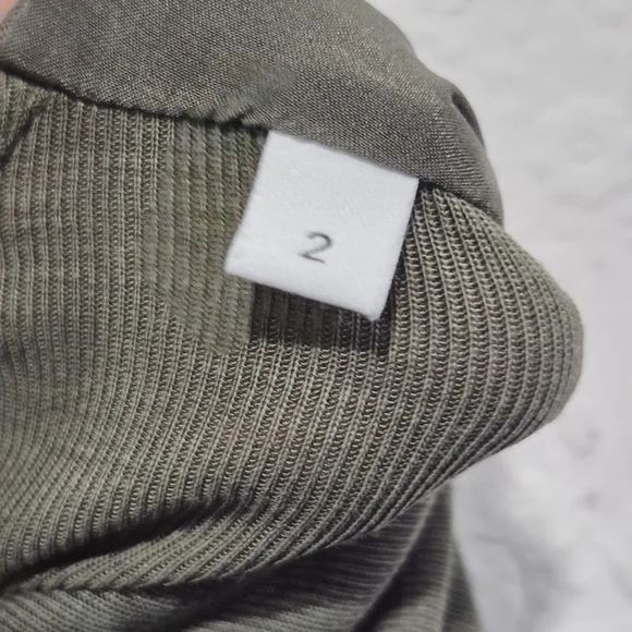 Sandro Silk-blend Twist Front Olive Green Long Sleeve Blouse - Picture 6 of 8